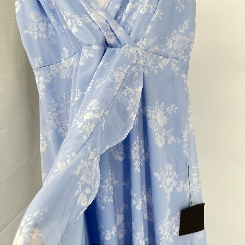 Lulus NEW In Love Forever Maxi Dress Size XL Floral Lace Up Back Ruffle Tiered - Picture 5 of 12